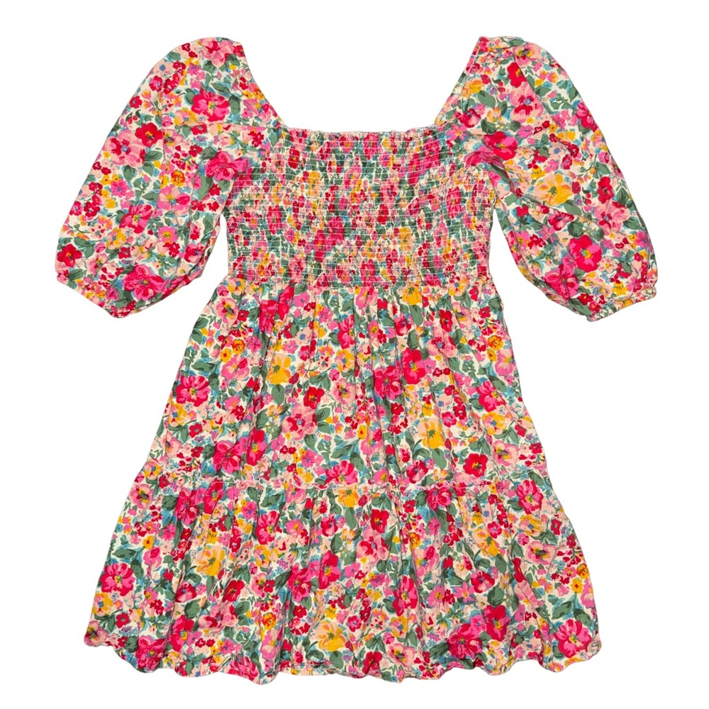 💖 Kings Road Floral Smocked Tiered Mini‎ Dress Cottagecore Romantic Coquette